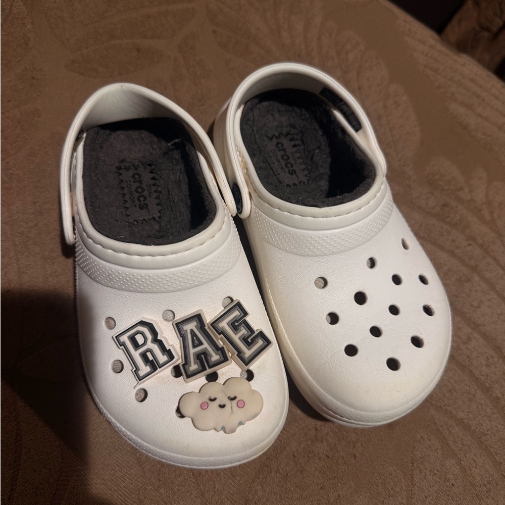 CROCS Kids' White Classic Clog with Decorative Charms